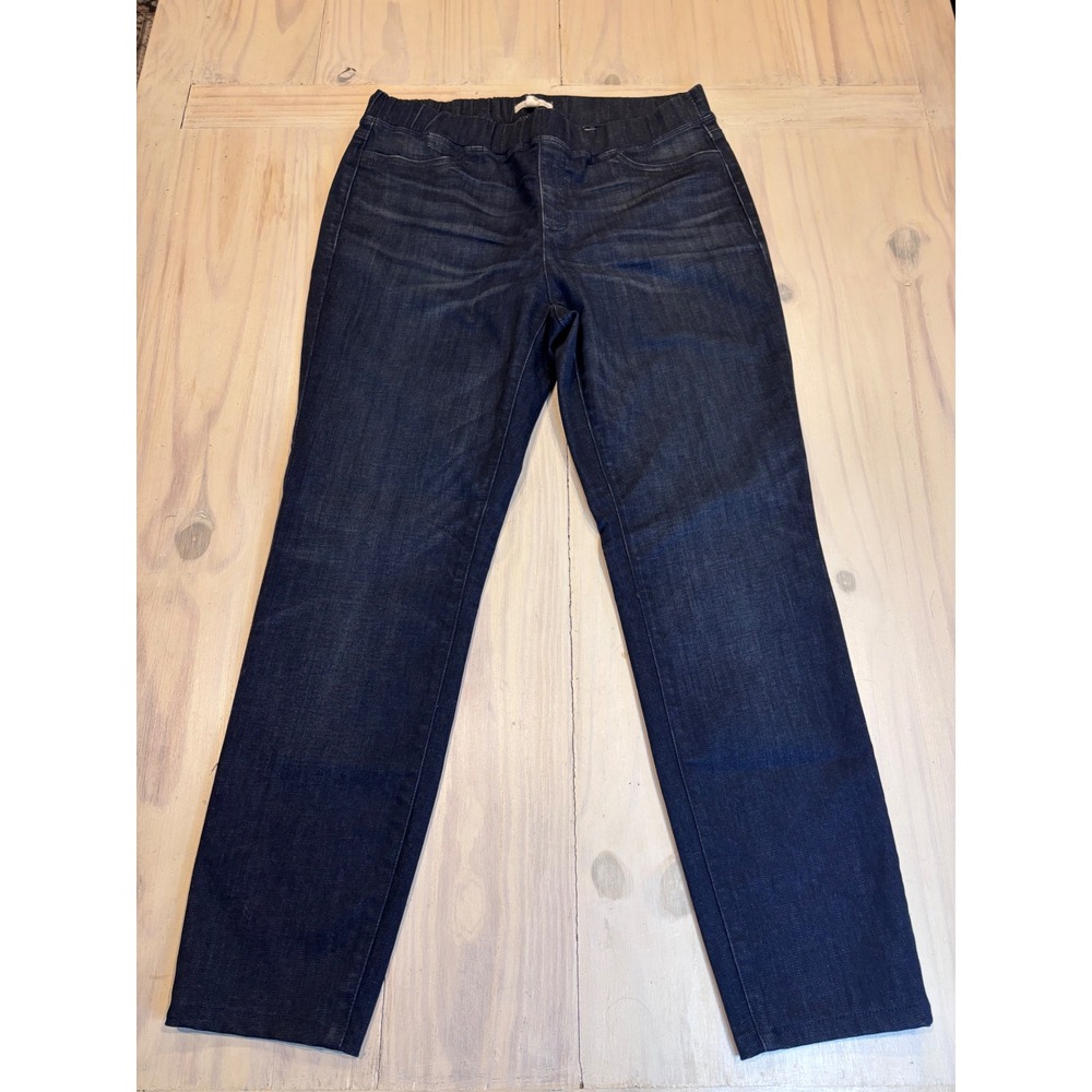 Eileen Fisher Women's Dark Wash Pull On Slim Straight Jeans Blue Sz M Minimalist